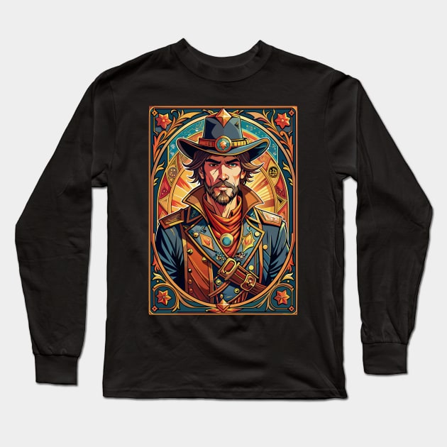 Cowboy tarot card Long Sleeve T-Shirt by onemoremask